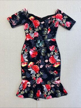 Paper Dolls London Floral Bodycon Mermaid Hem Dress US 2